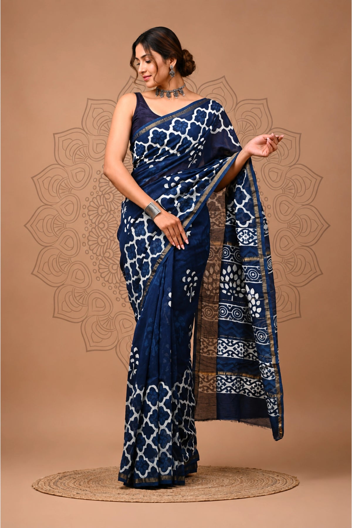 Indigo Heritage Print Saree