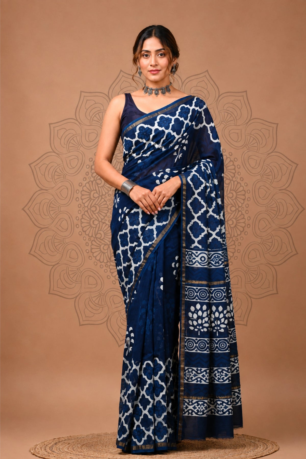 Indigo Heritage Print Saree