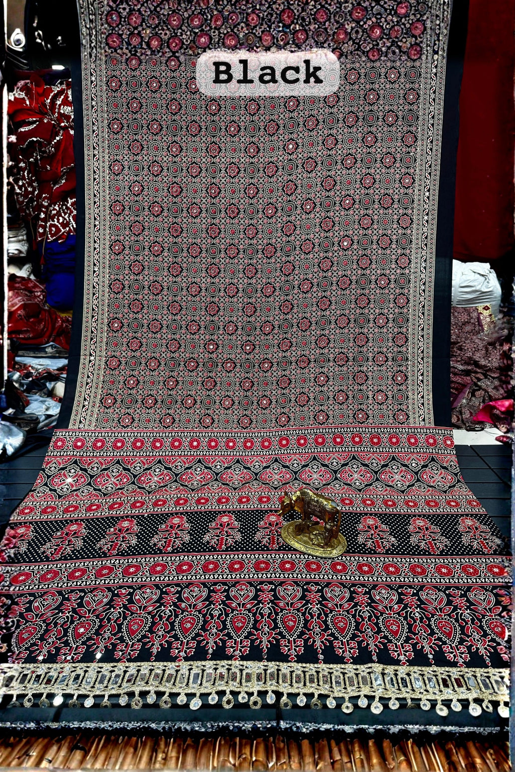 Black Ajrakh Heritage Saree