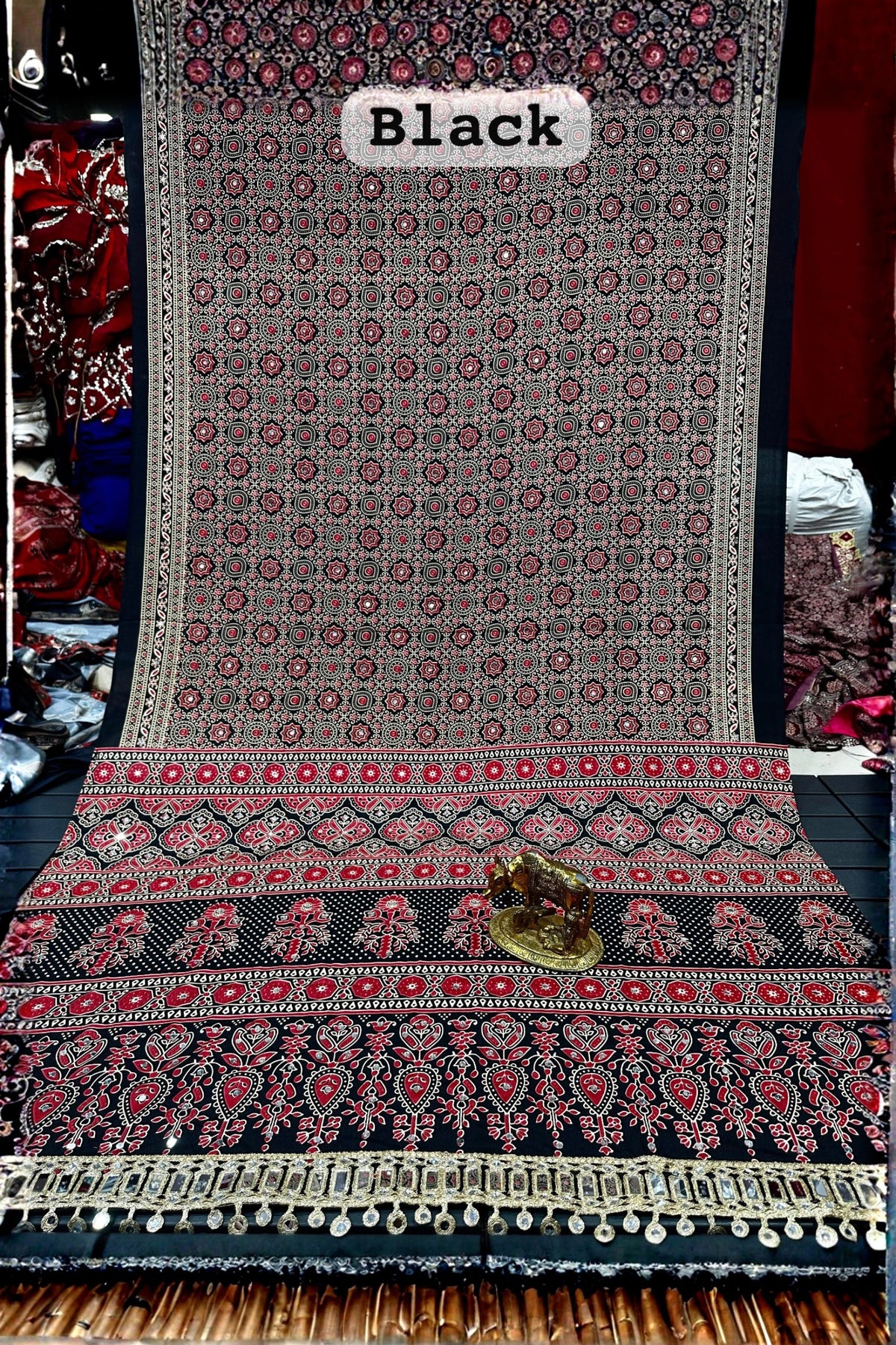 Black Ajrakh Heritage Saree
