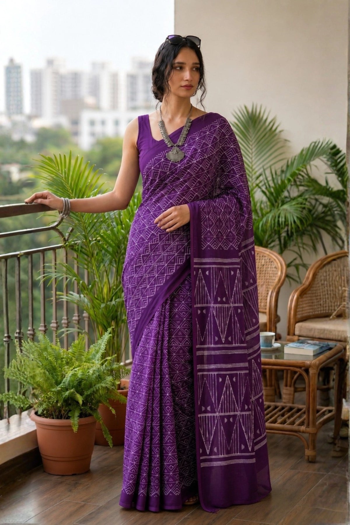 Purple Tribal Weave Saree