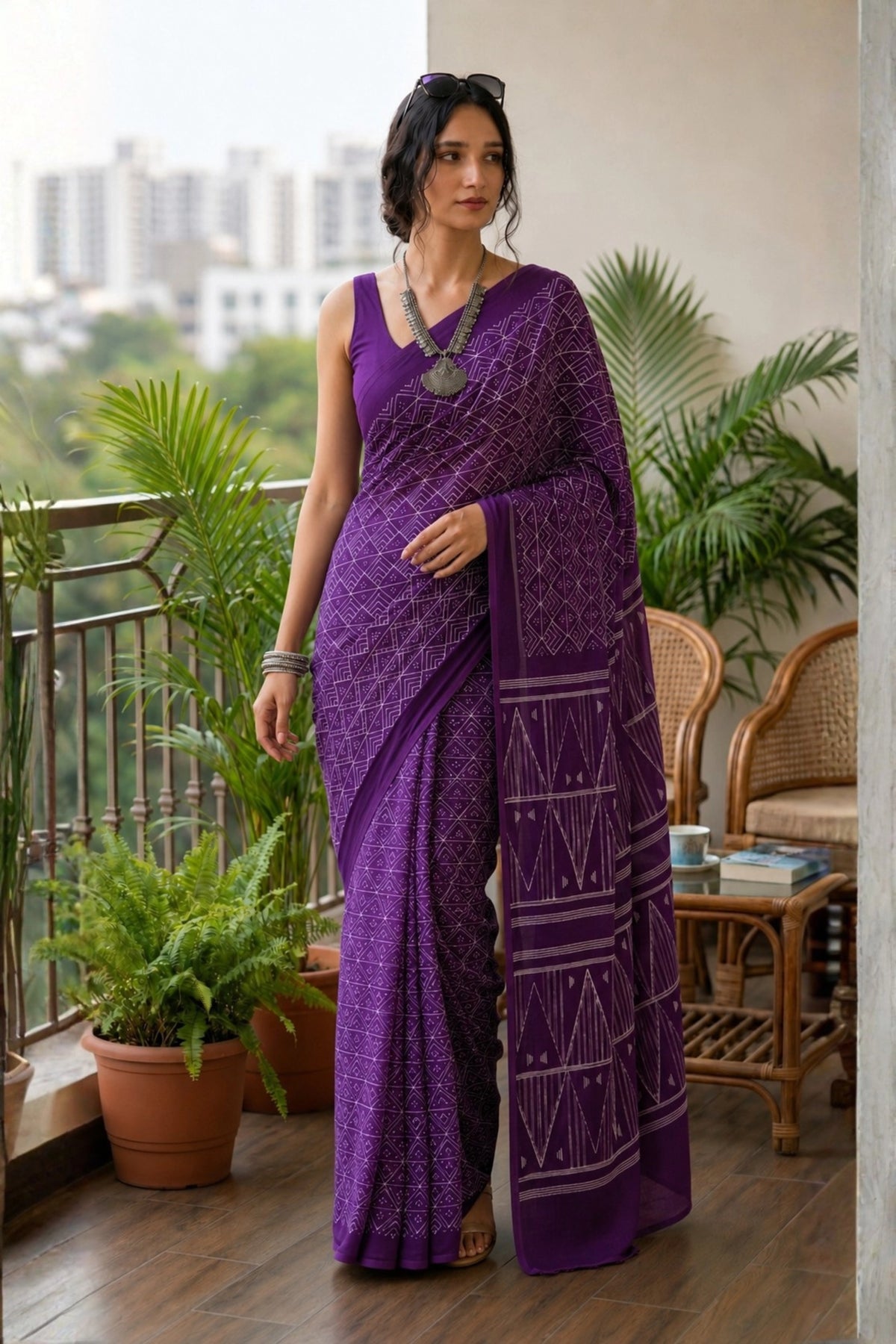 Purple Tribal Weave Saree