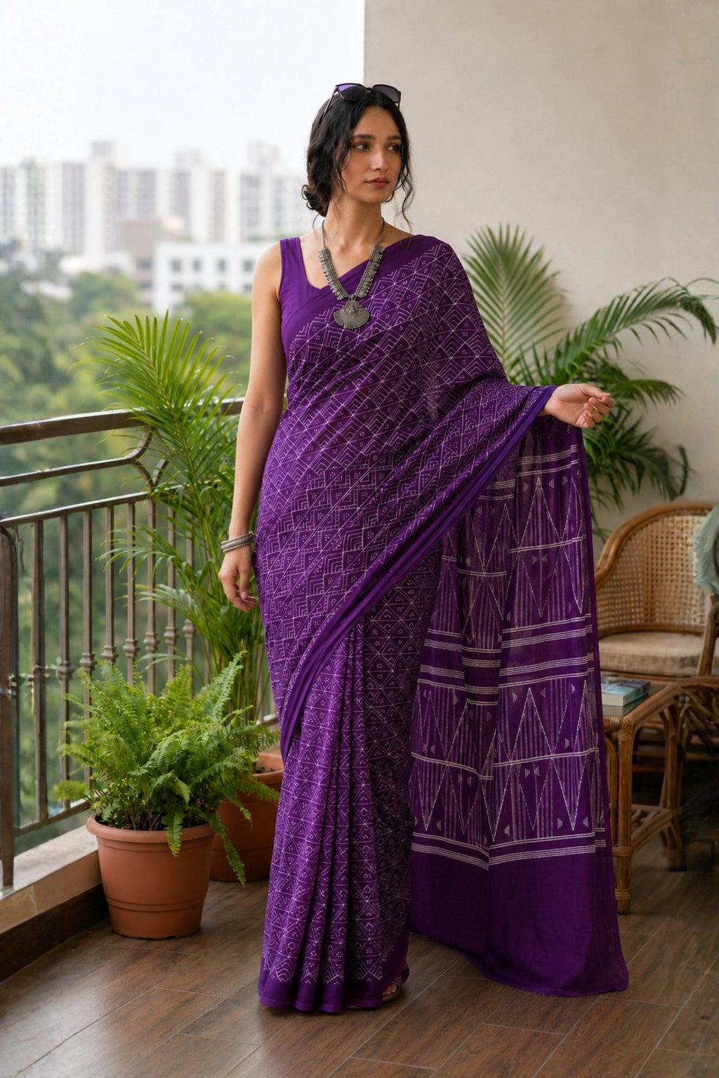 Purple Tribal Weave Saree