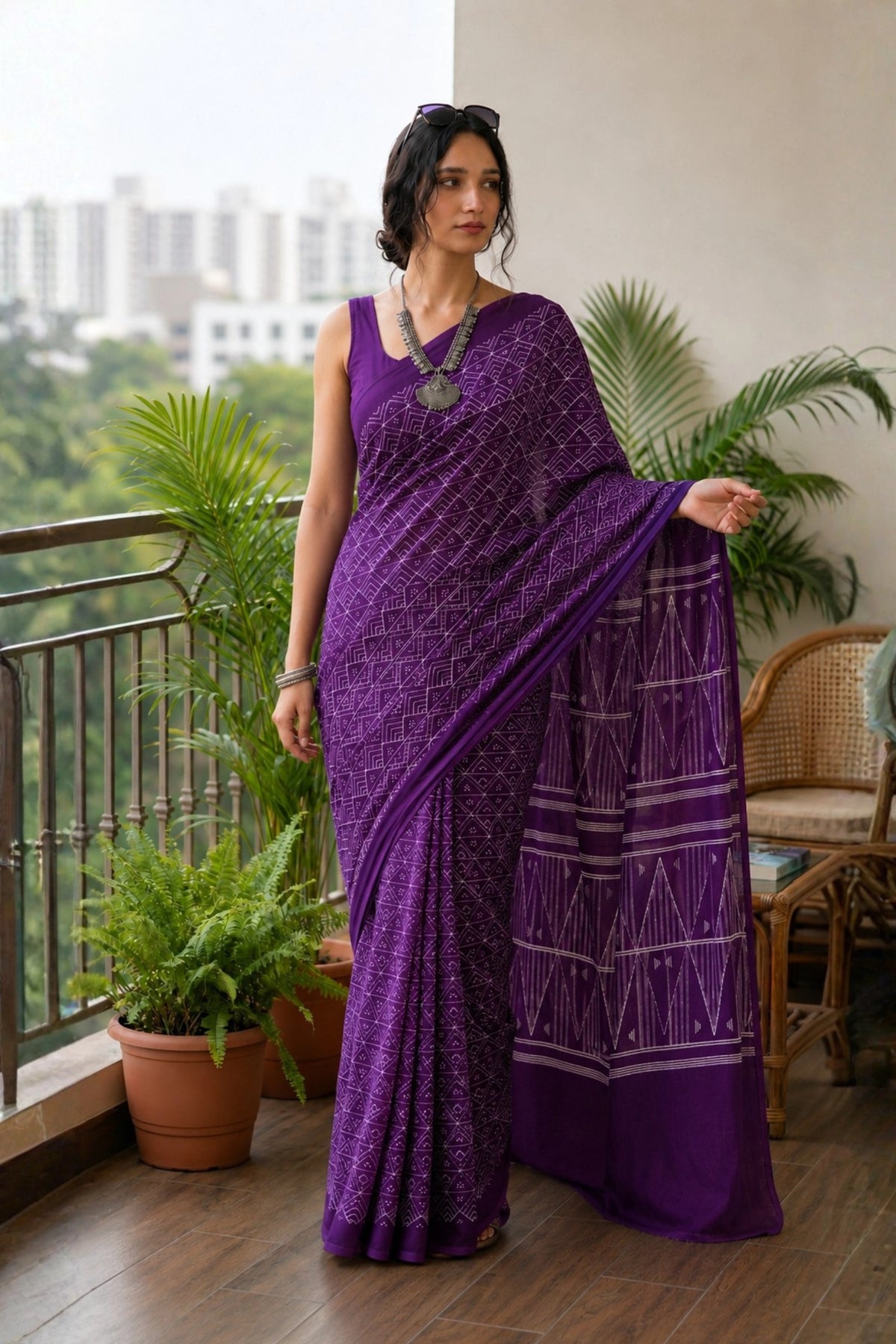 Purple Tribal Weave Saree
