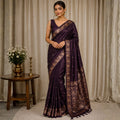 Midnight Plum Zari Saree