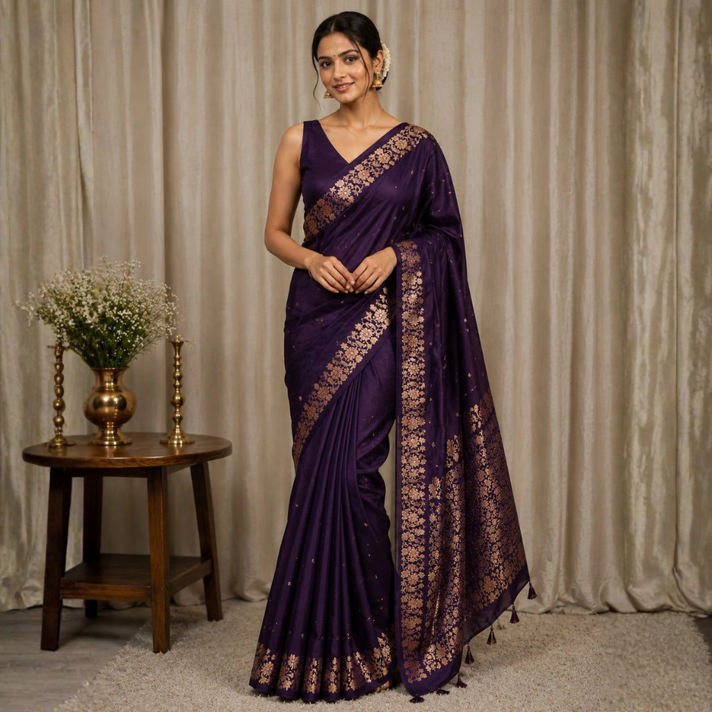 Imperial Purple Zari Saree