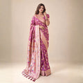 Mauve Pink Meenakari Floral Woven Saree