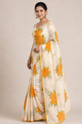Marigold Bloom Ivory Saree