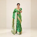 Parrot Green Meenakari Floral Woven Saree