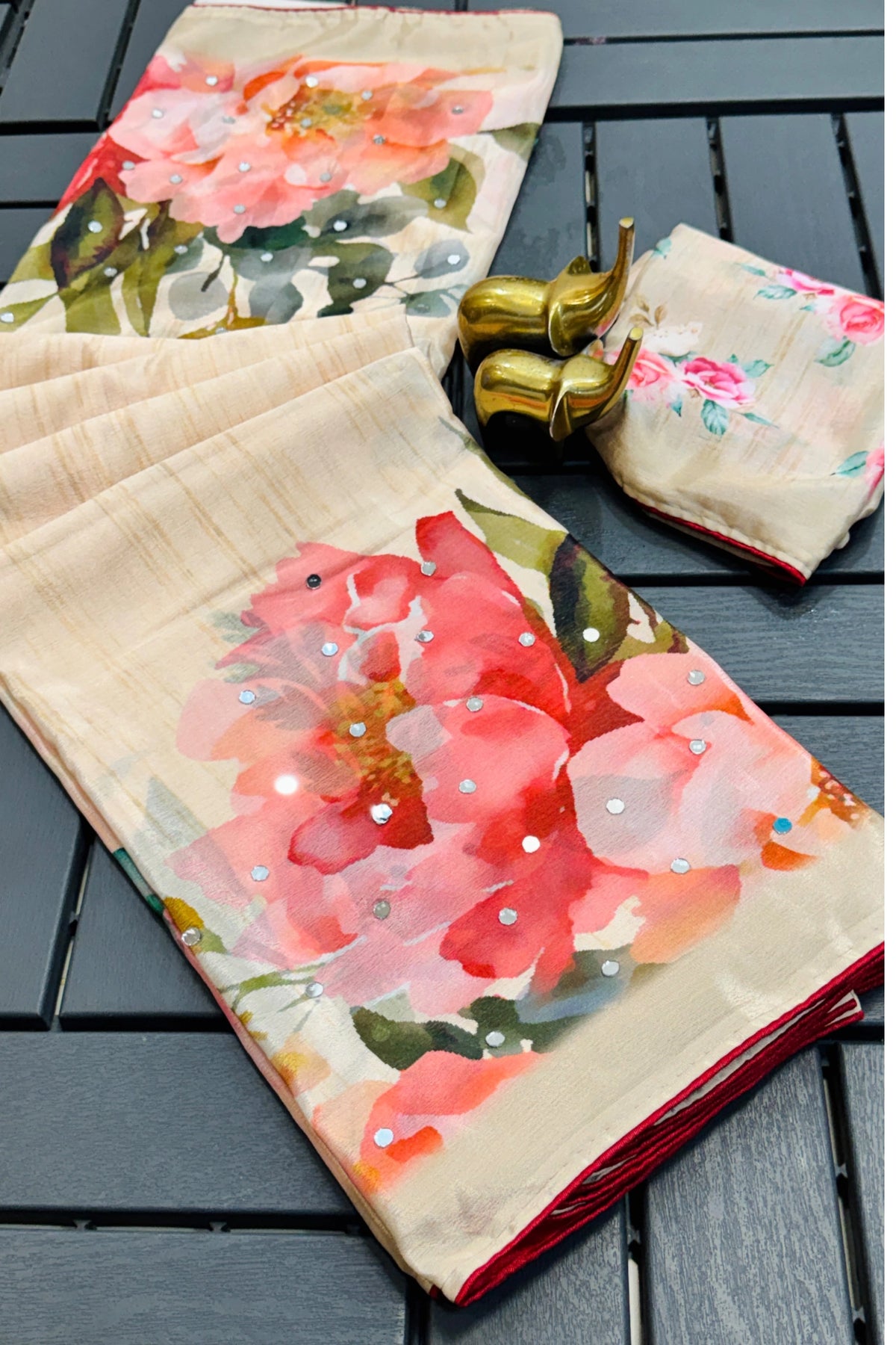 Peach Garden Ivory Saree.