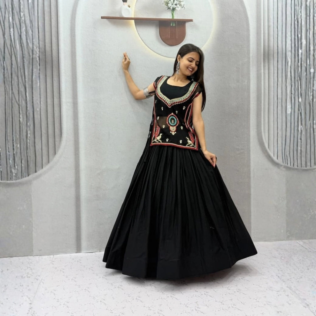 Black Embellished Lehenga Set