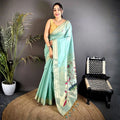 Mint Green Floral Pallu Saree
