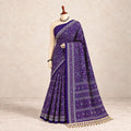 Purple Pure Ajrakh Silk Saree