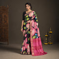 Midnight Bloom Tussar Silk Saree