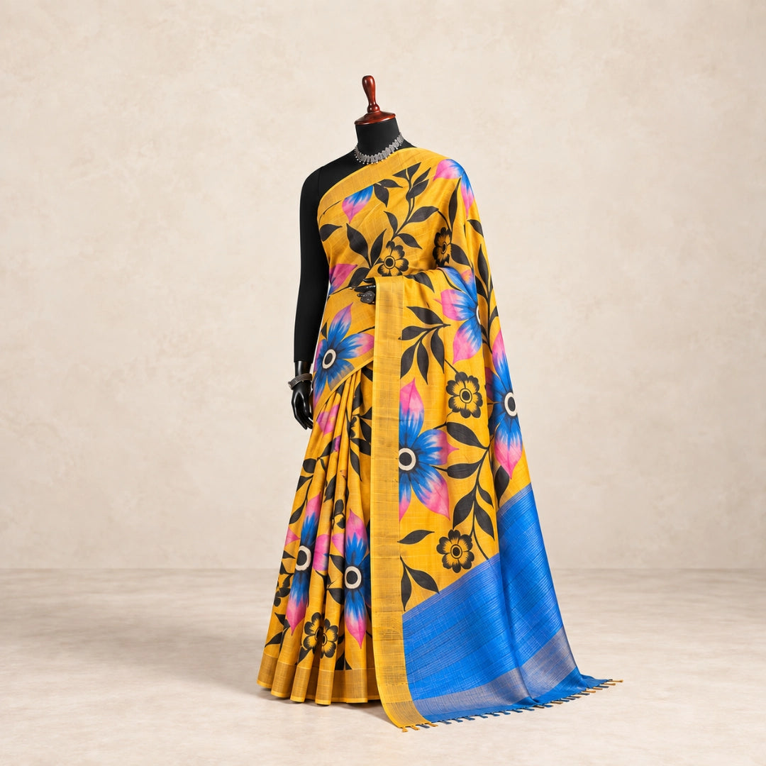 Golden Garden Tussar Silk Saree