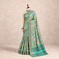 Teal Garden Tussar Silk Saree