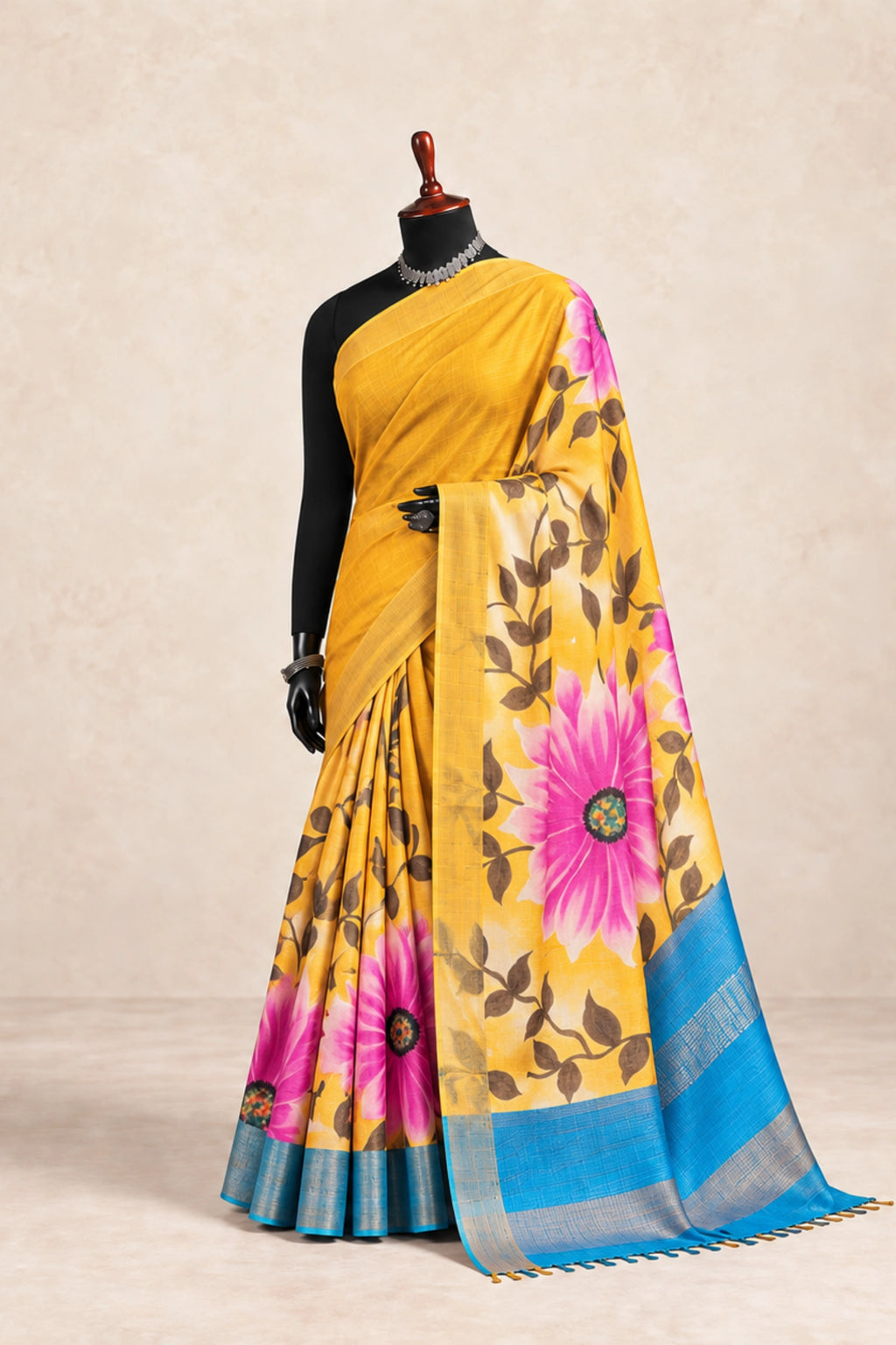 Pink Blossom Tussar Silk Saree
