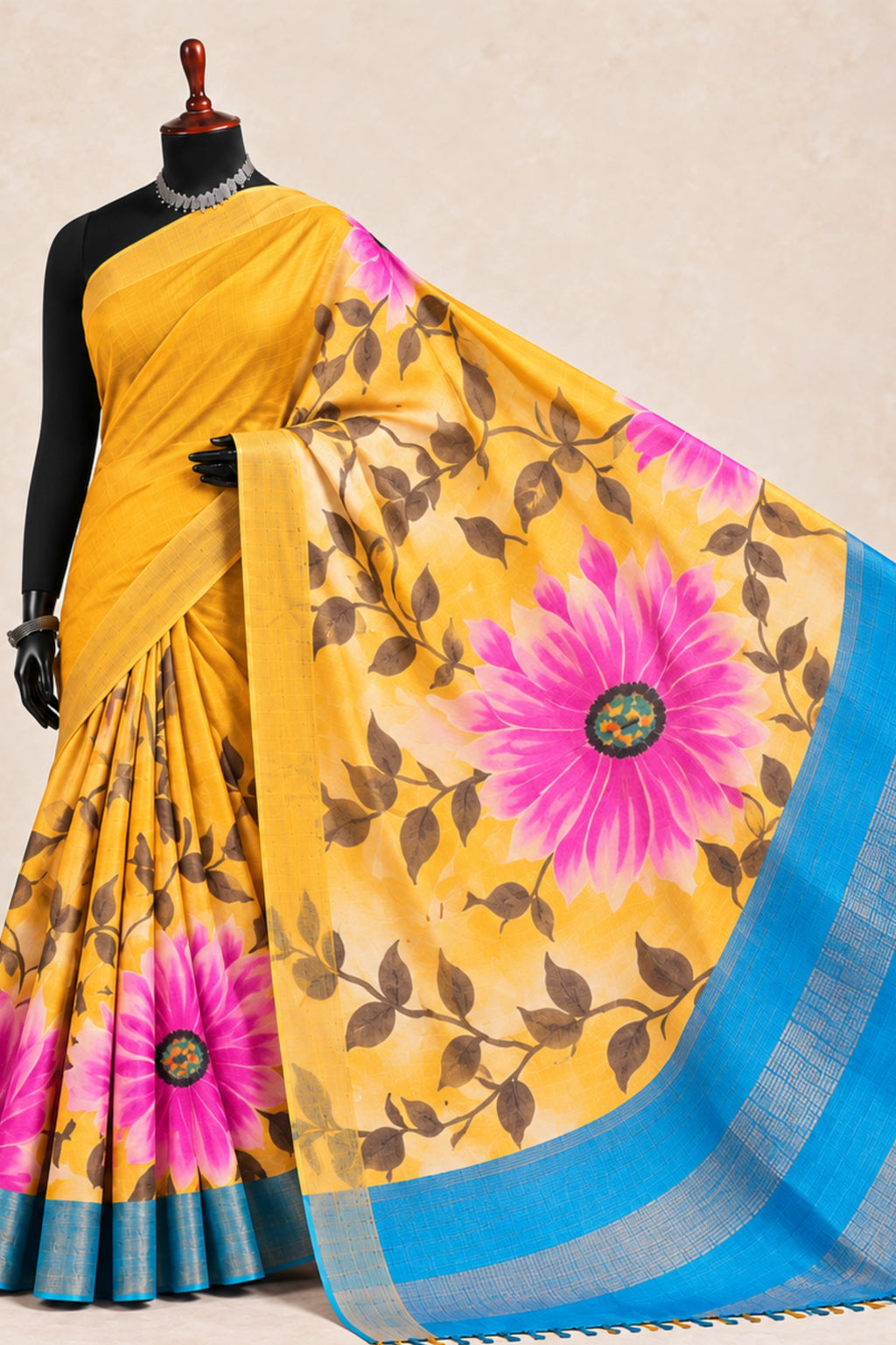 Pink Blossom Tussar Silk Saree