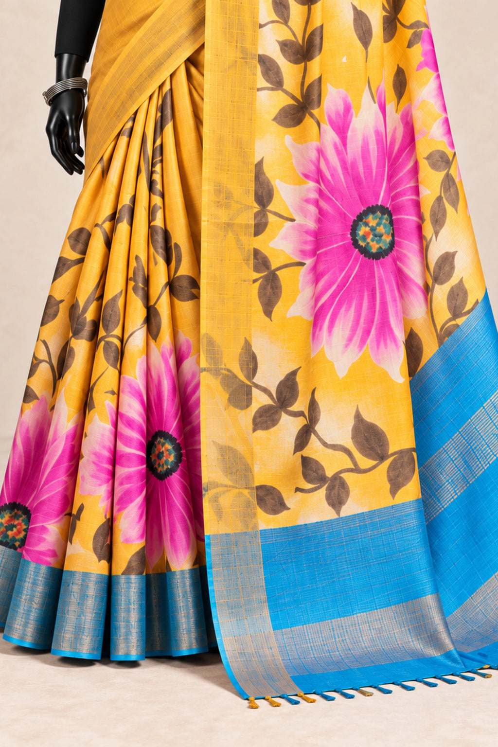 Pink Blossom Tussar Silk Saree