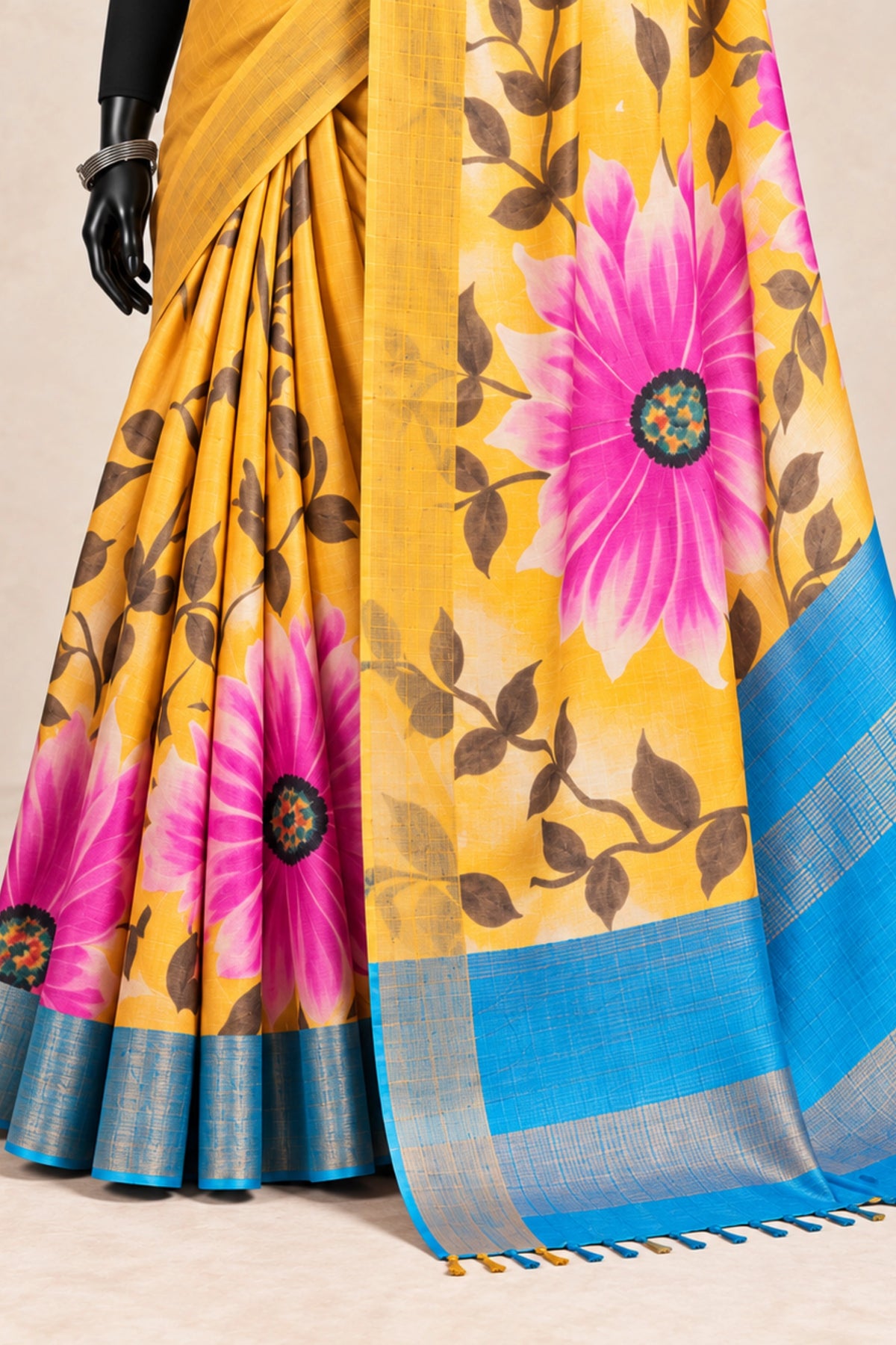 Pink Blossom Tussar Silk Saree