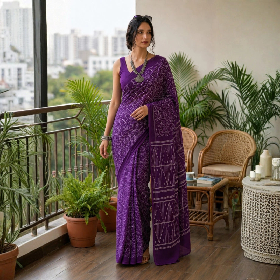Purple Tribal Weave Saree