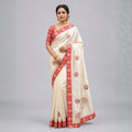 Ivory Festive Embroidered Saree