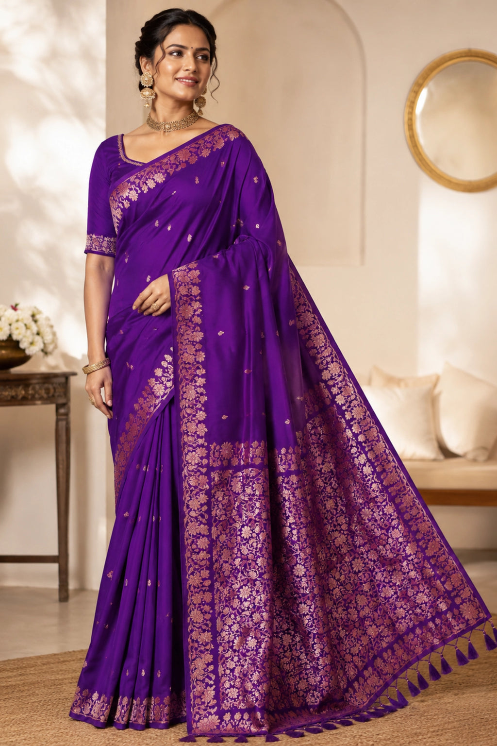 Royal Amethyst Zari Woven Saree