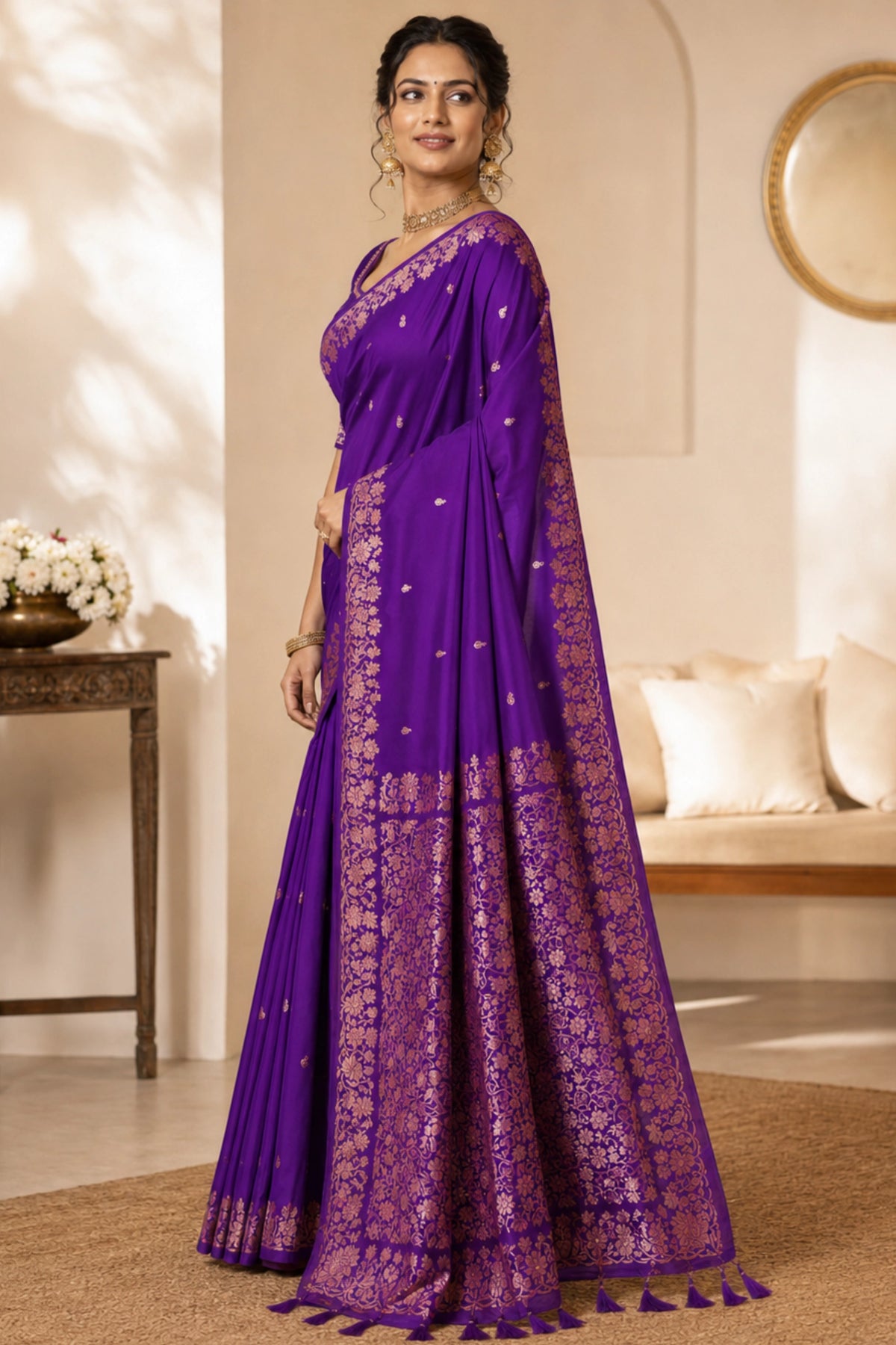 Royal Amethyst Zari Woven Saree