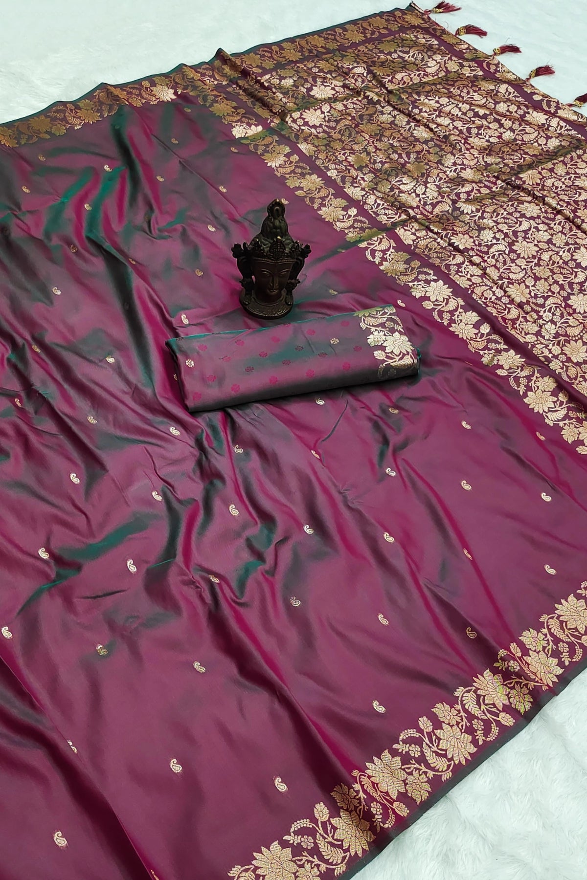 Rosewood Dual-Tone Zari Saree