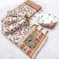 Ivory Paithani-Inspired Floral Saree with Elephant Border