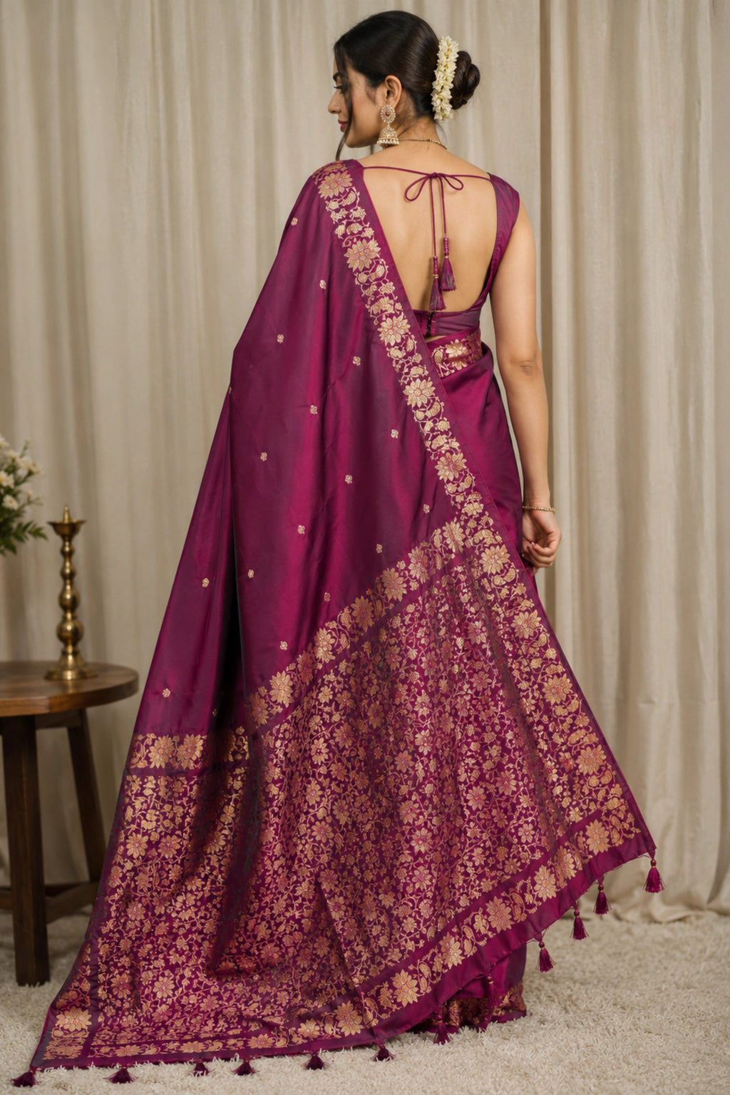 Rosewood Dual-Tone Zari Saree