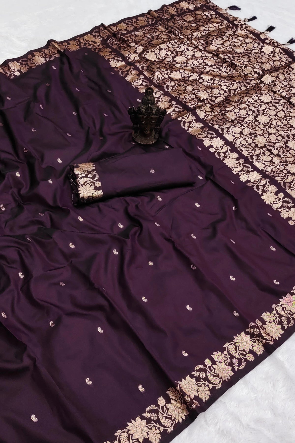 Midnight Plum Zari Saree
