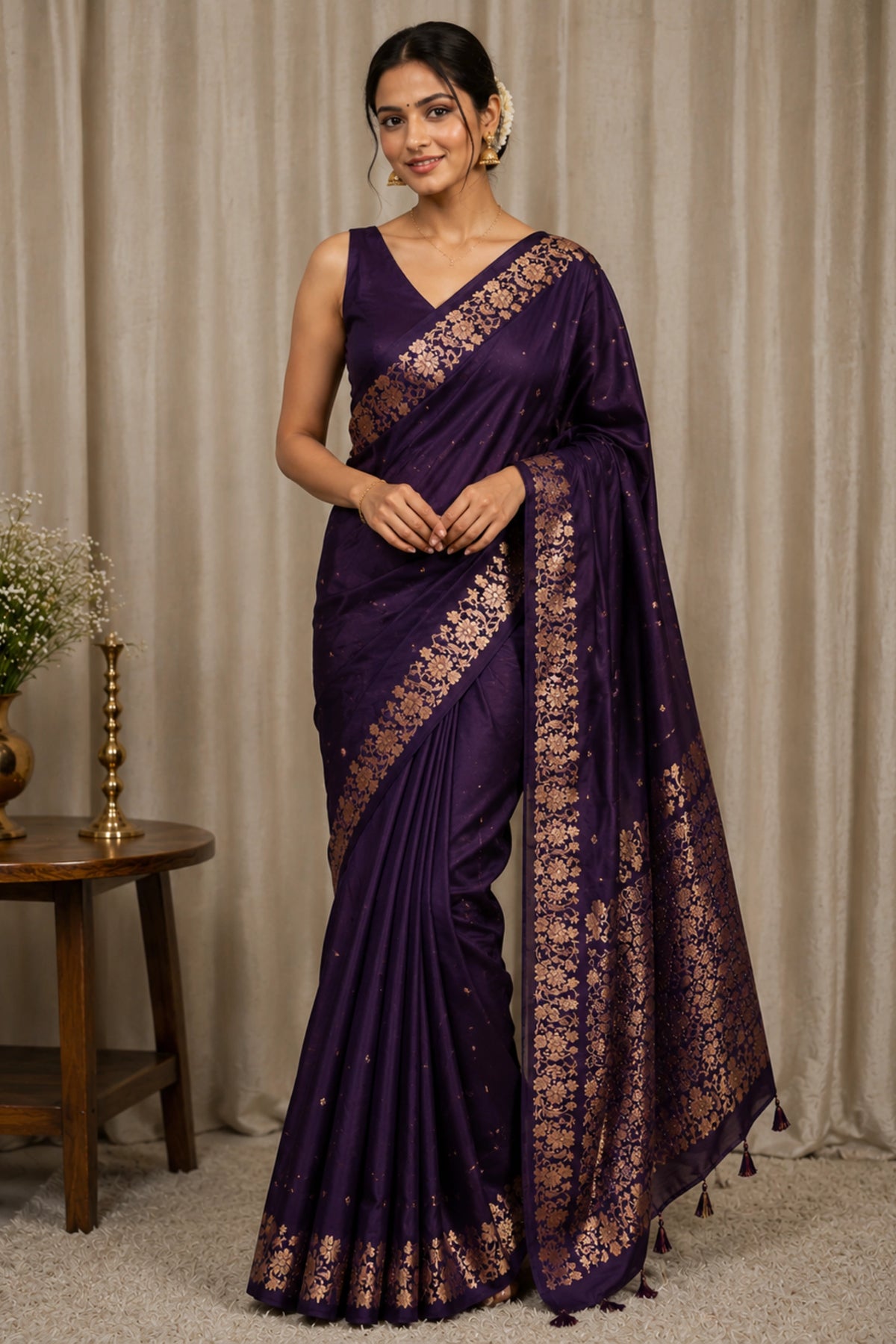 Imperial Purple Zari Saree