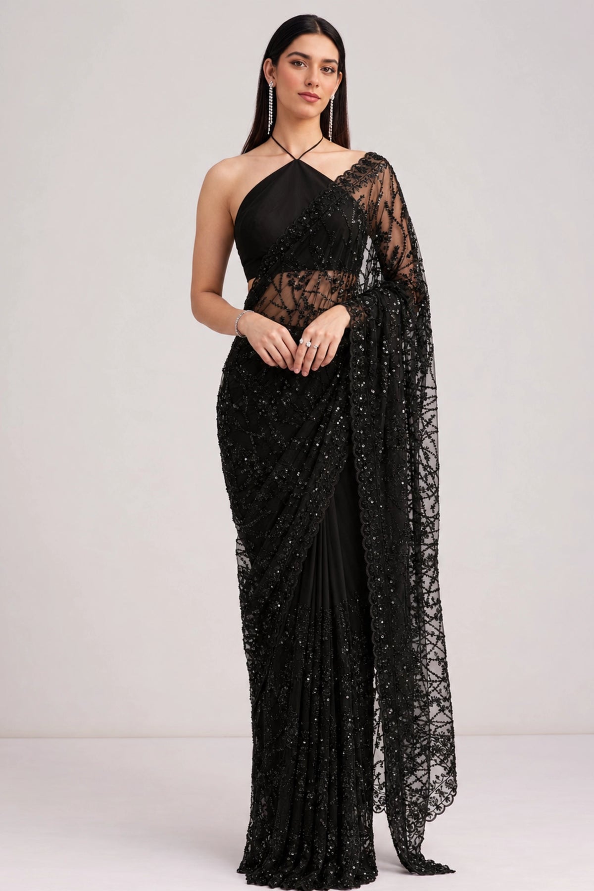 Midnight Bloom Heavy Georgette Saree