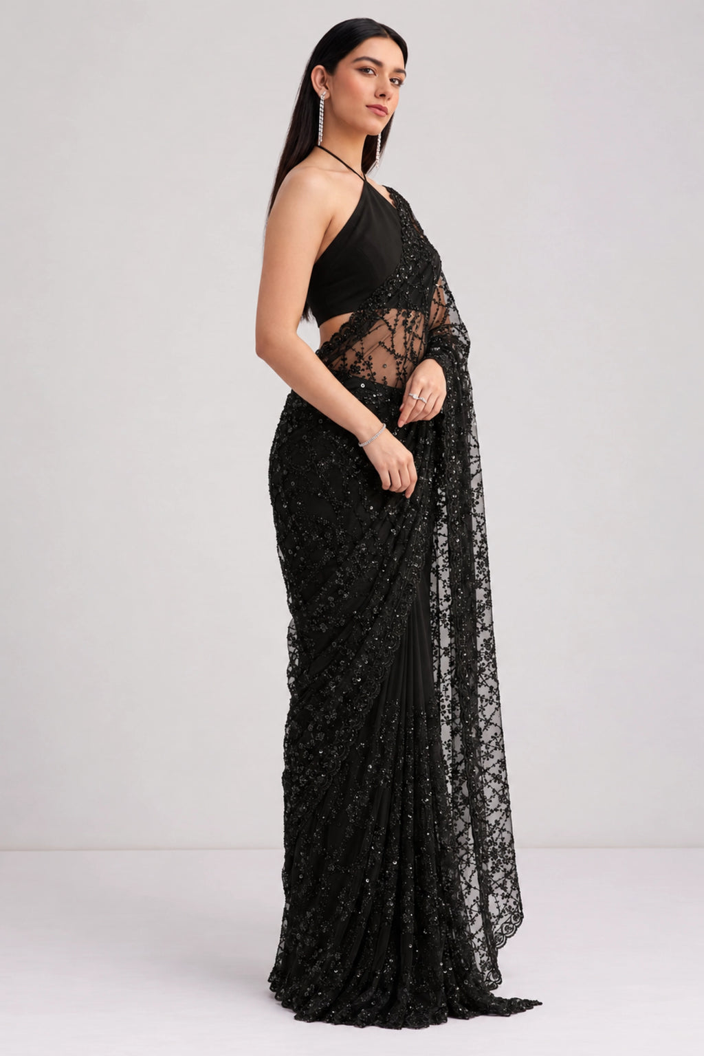 Midnight Bloom Heavy Georgette Saree