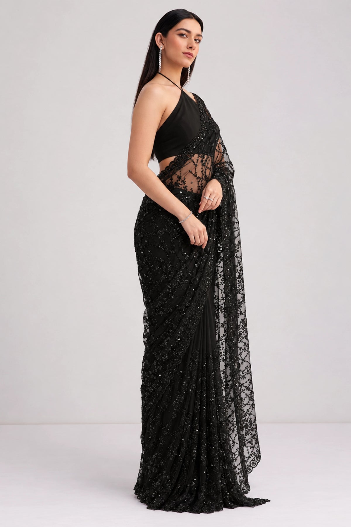 Midnight Bloom Heavy Georgette Saree