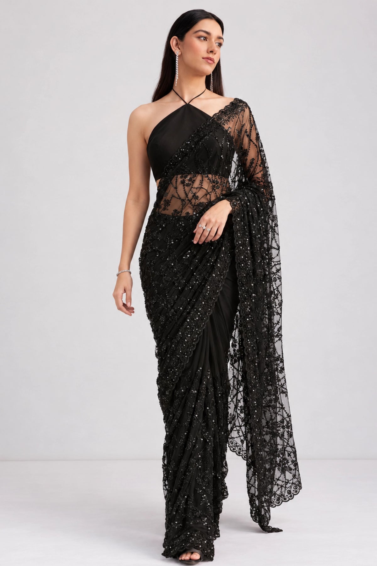 Midnight Bloom Heavy Georgette Saree