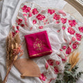Ivory White Organza Saree with Pink Floral Scalloped Border
