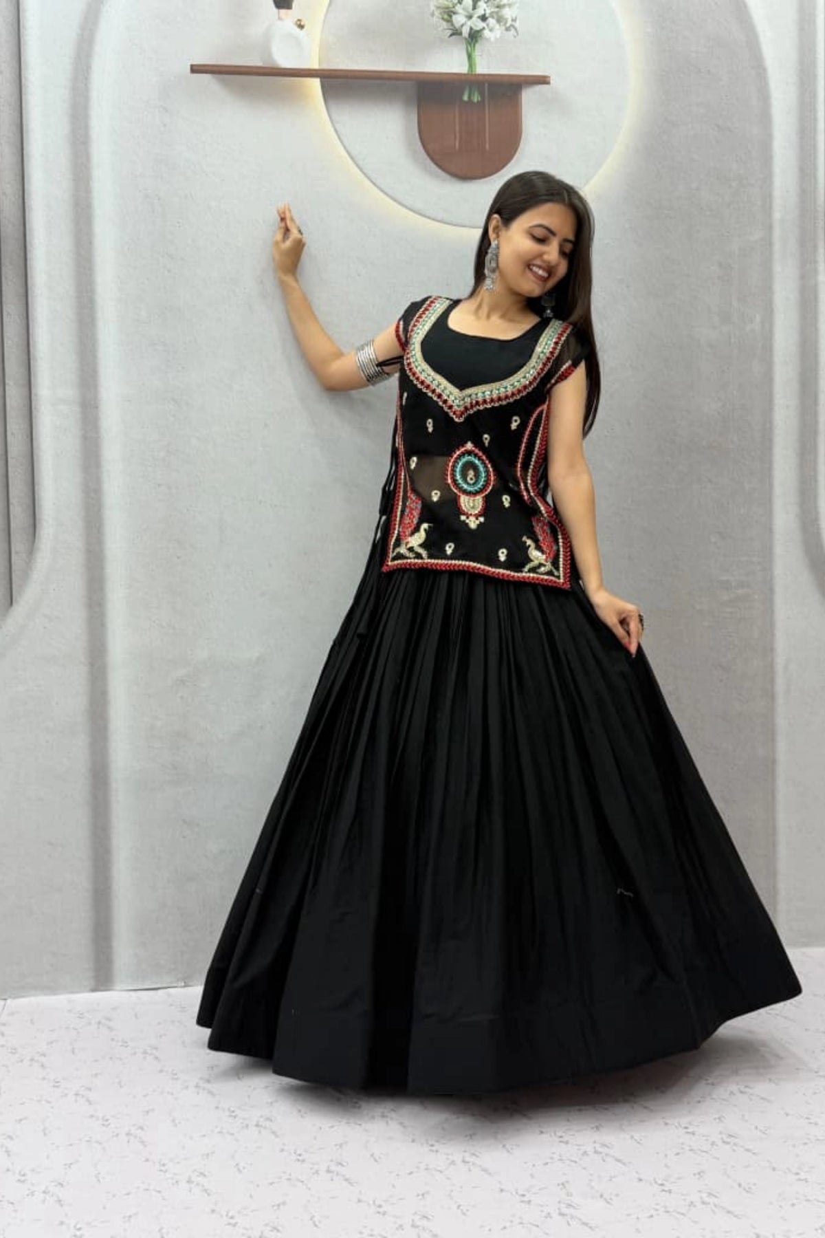Black Embellished Lehenga Set