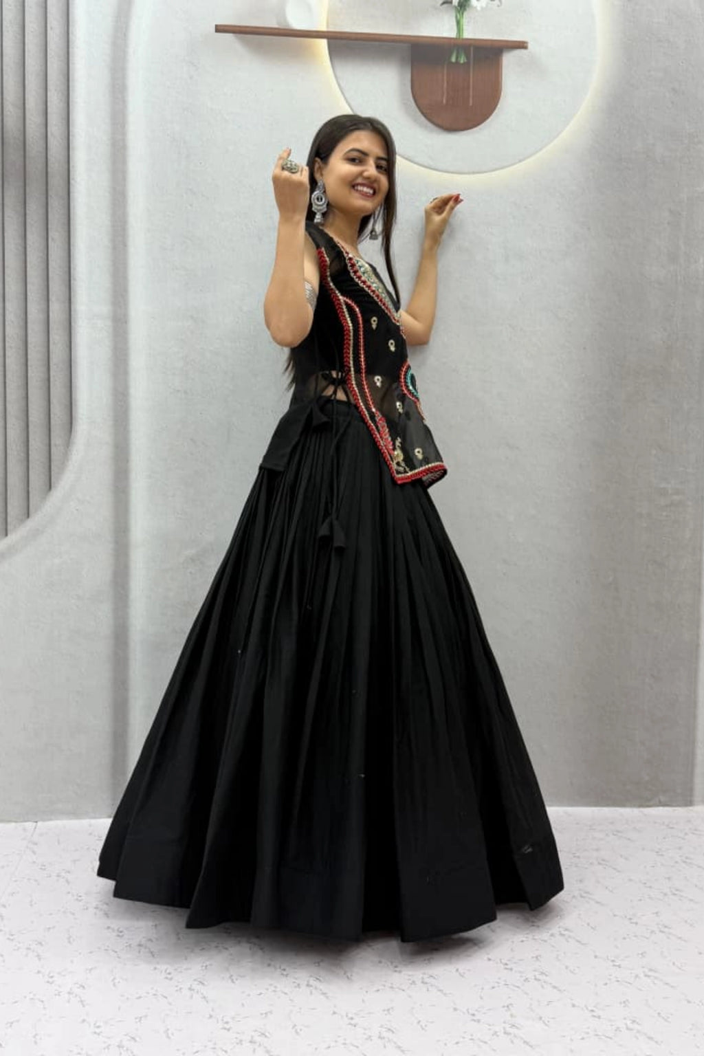 Black Embellished Lehenga Set