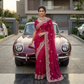 Rani Pink Tissue Organza Saree with Sequin & Stone Embroidery
