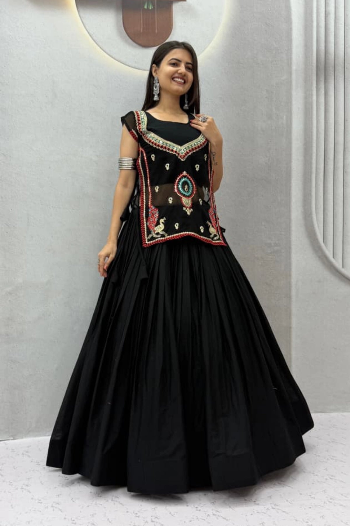 Black Embellished Lehenga Set