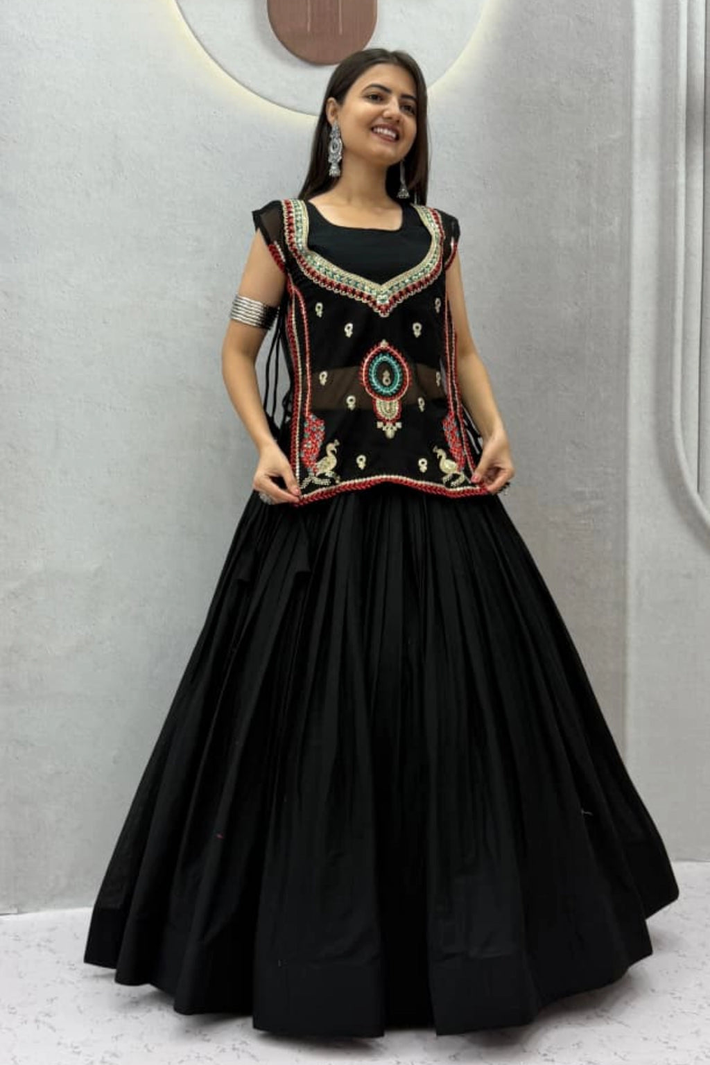 Black Embellished Lehenga Set