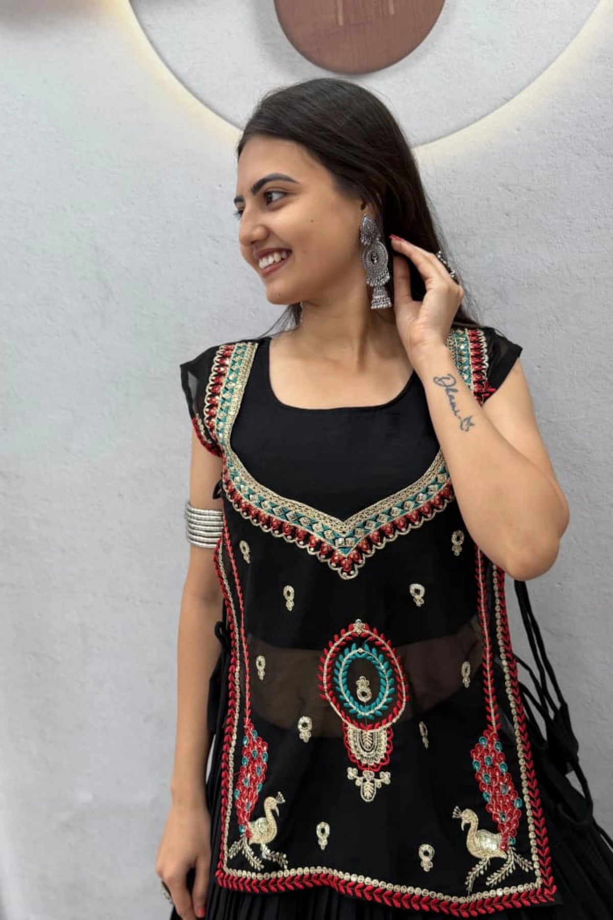 Black Embellished Lehenga Set