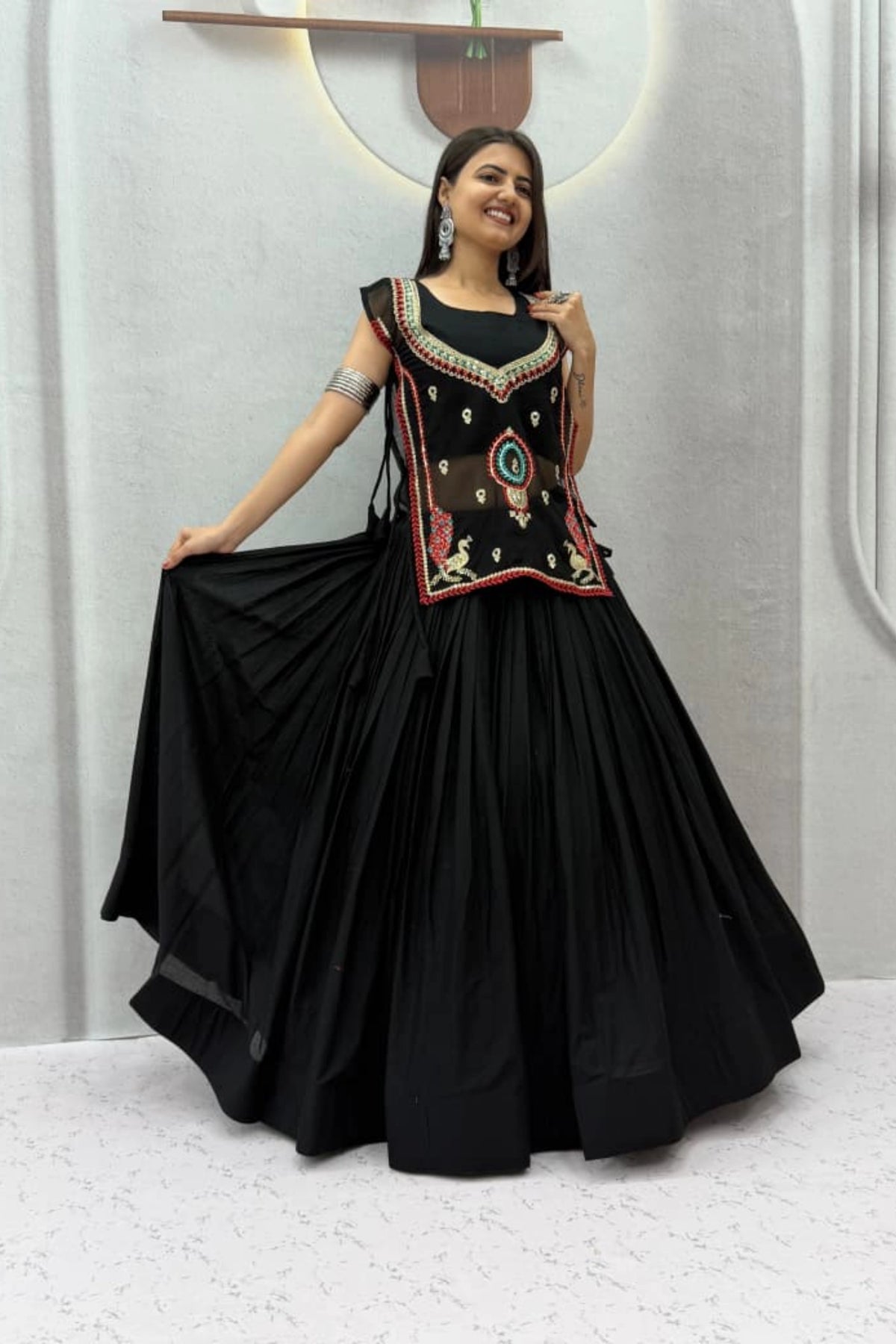 Black Embellished Lehenga Set