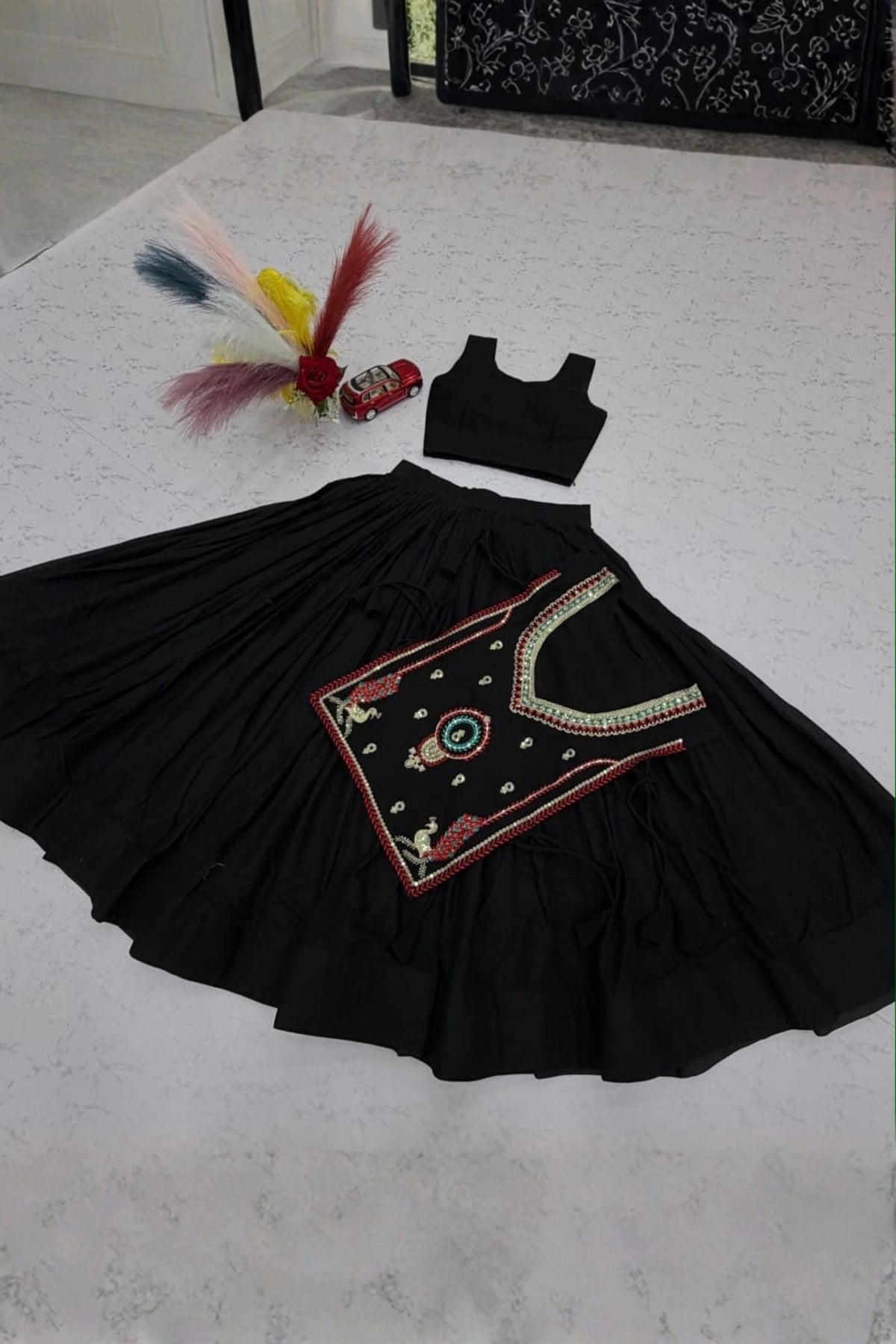 Black Embellished Lehenga Set