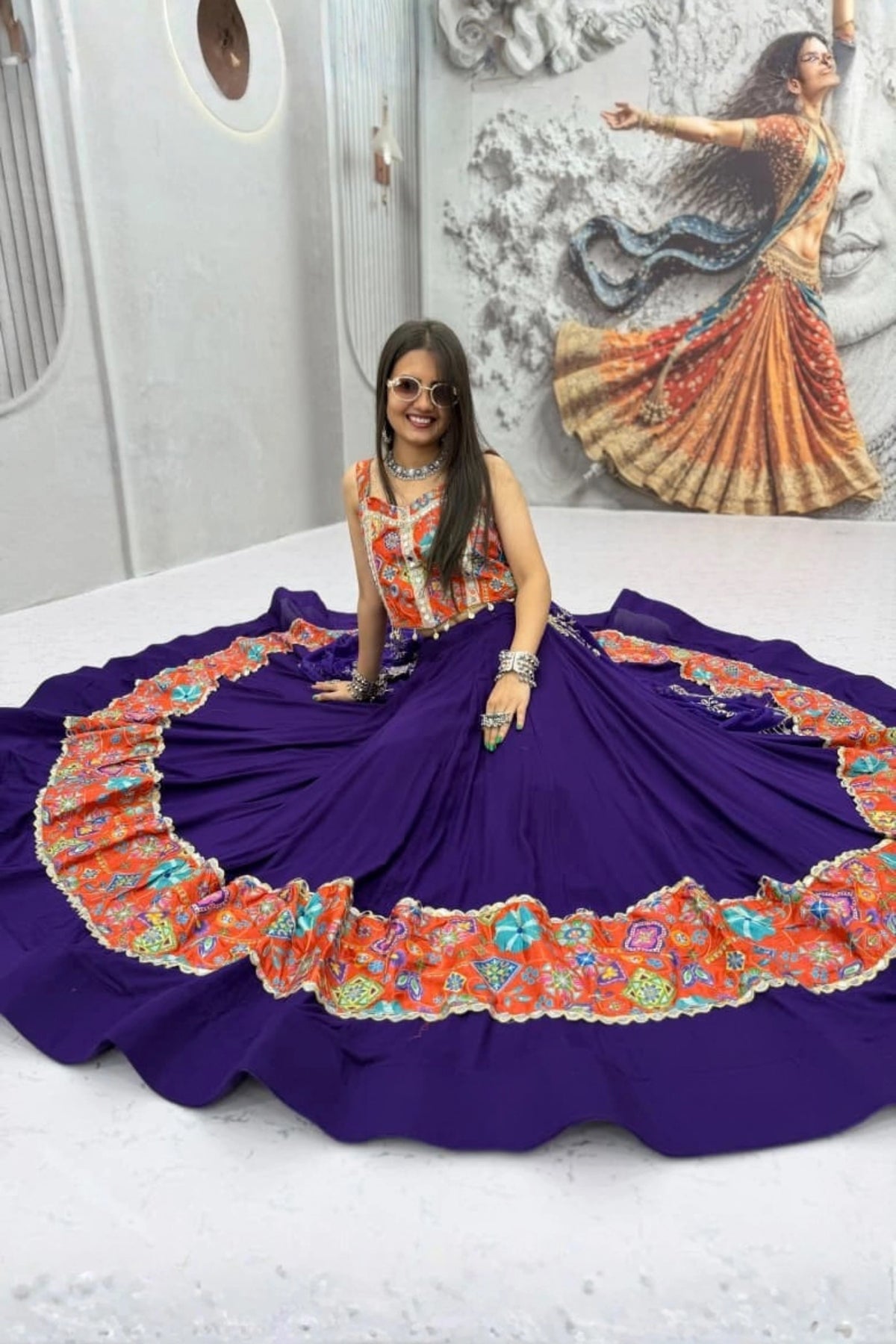 Purple & Multicolour Lehenga Set