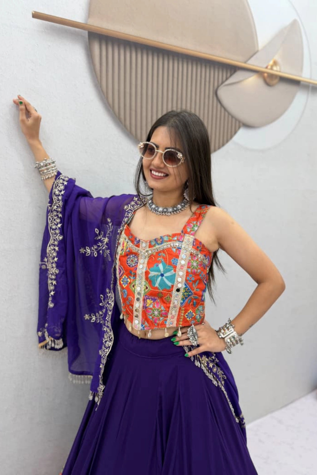 Purple & Multicolour Lehenga Set