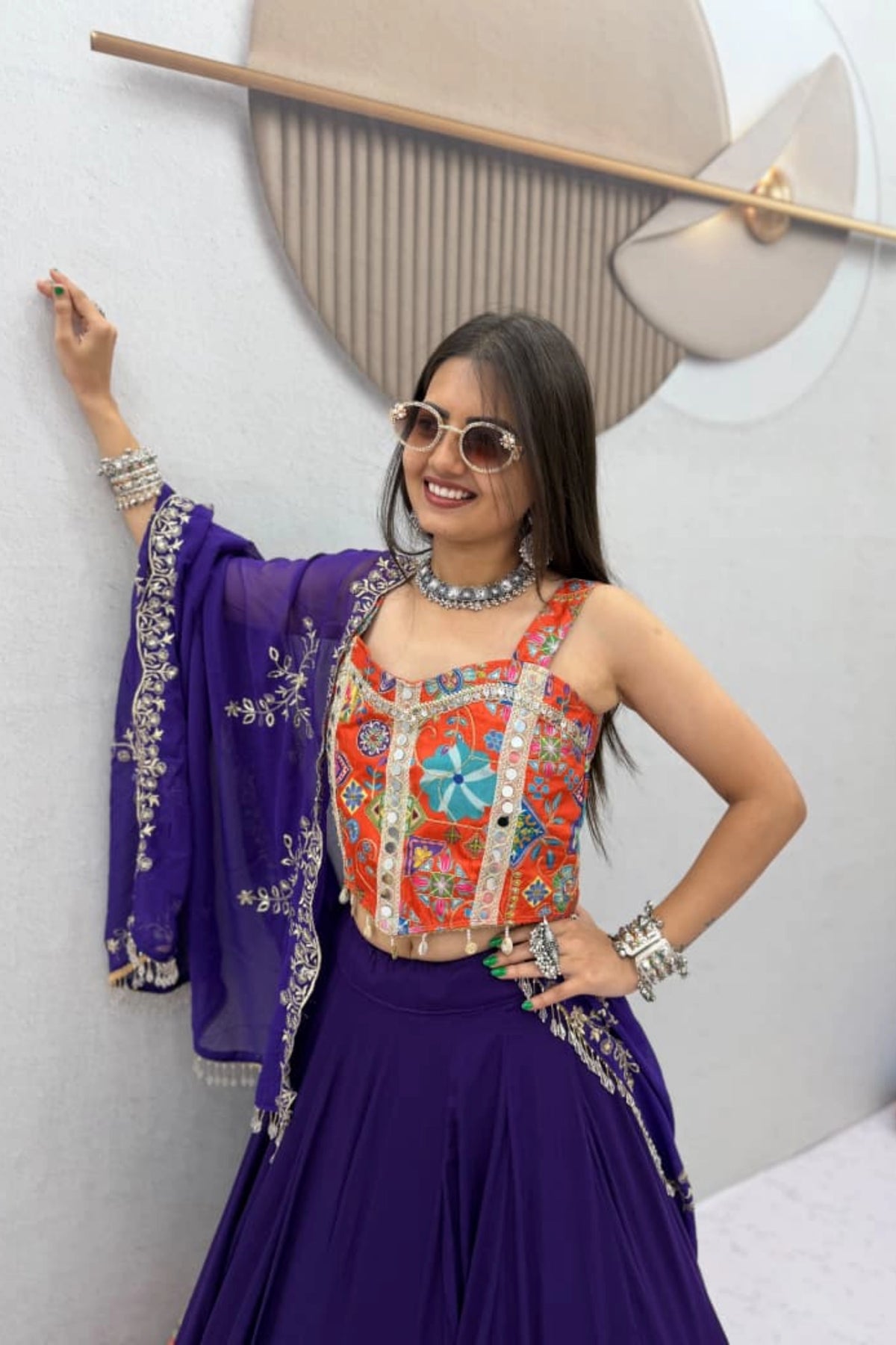 Purple & Multicolour Lehenga Set