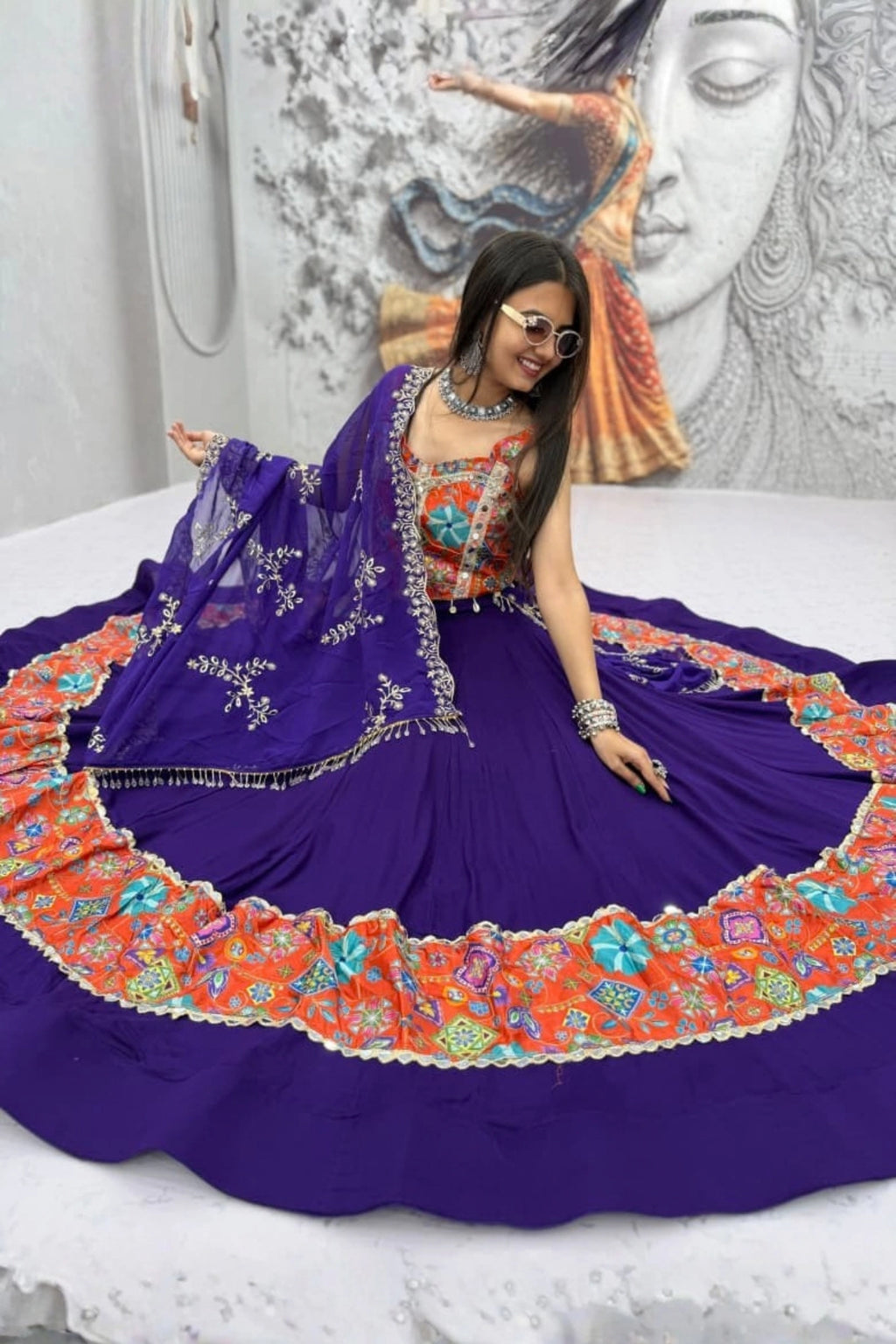 Purple & Multicolour Lehenga Set